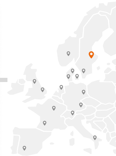 Mapa da Europa dos locais de intervenção